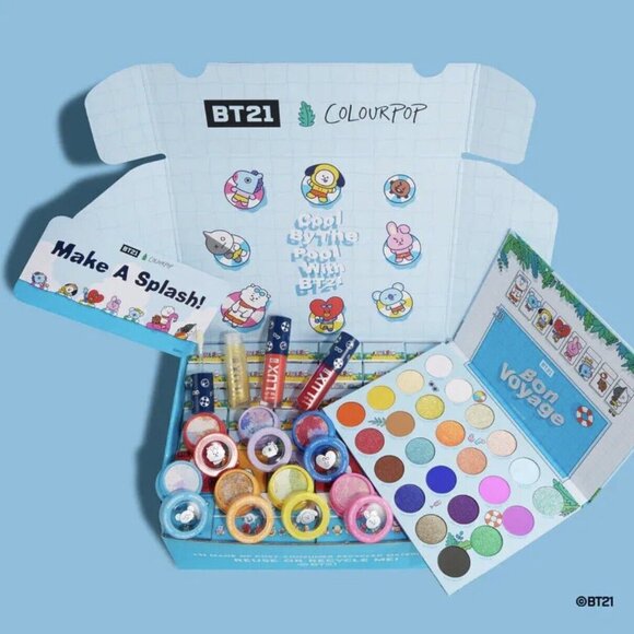 Colourpop X BT21 Full Collection Set Eyeshadow Super Shock Lip Oils PR BOX SET